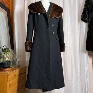 Vintage Wool Coat w/ Real Fur Trim Zelinka-Matlick Customette RARE